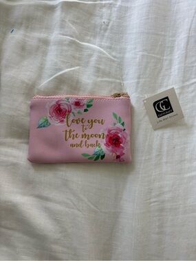 Giftcraft Pink Floral 'Love You to the Moon and Back' Zip Cosmetic Pouch